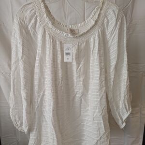 LOFT Women's Cream Textured Blouse